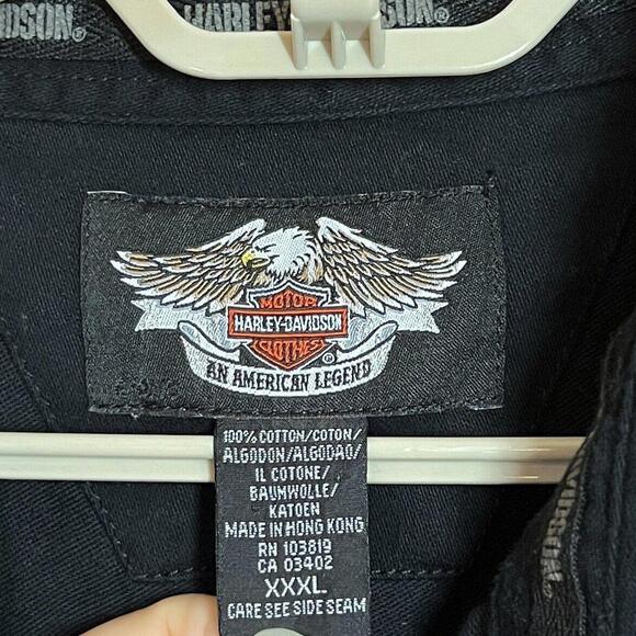 VTG 2004 Harley Davidson Button Up Shirt Embroidered HUGE Back Black Sz 3XL XXXL - Picture 7 of 13